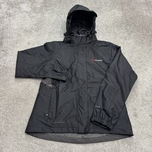 Eddie Bauer WeatherEdge Hoodie Windbreaker Jacket Mens Medium Black Waterproof